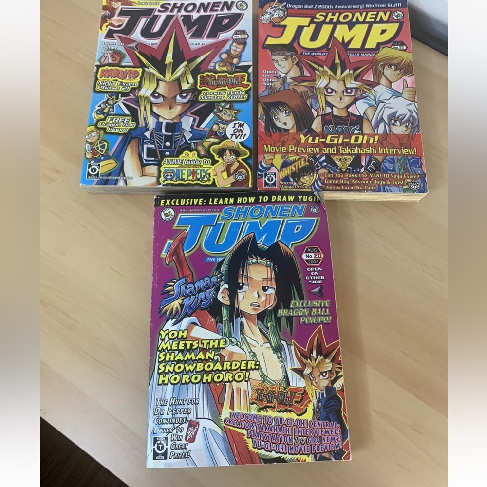 Shonen Jump Anime Magazine Lot of 3, 2004, DBZ YUGIOH ONE PIECE